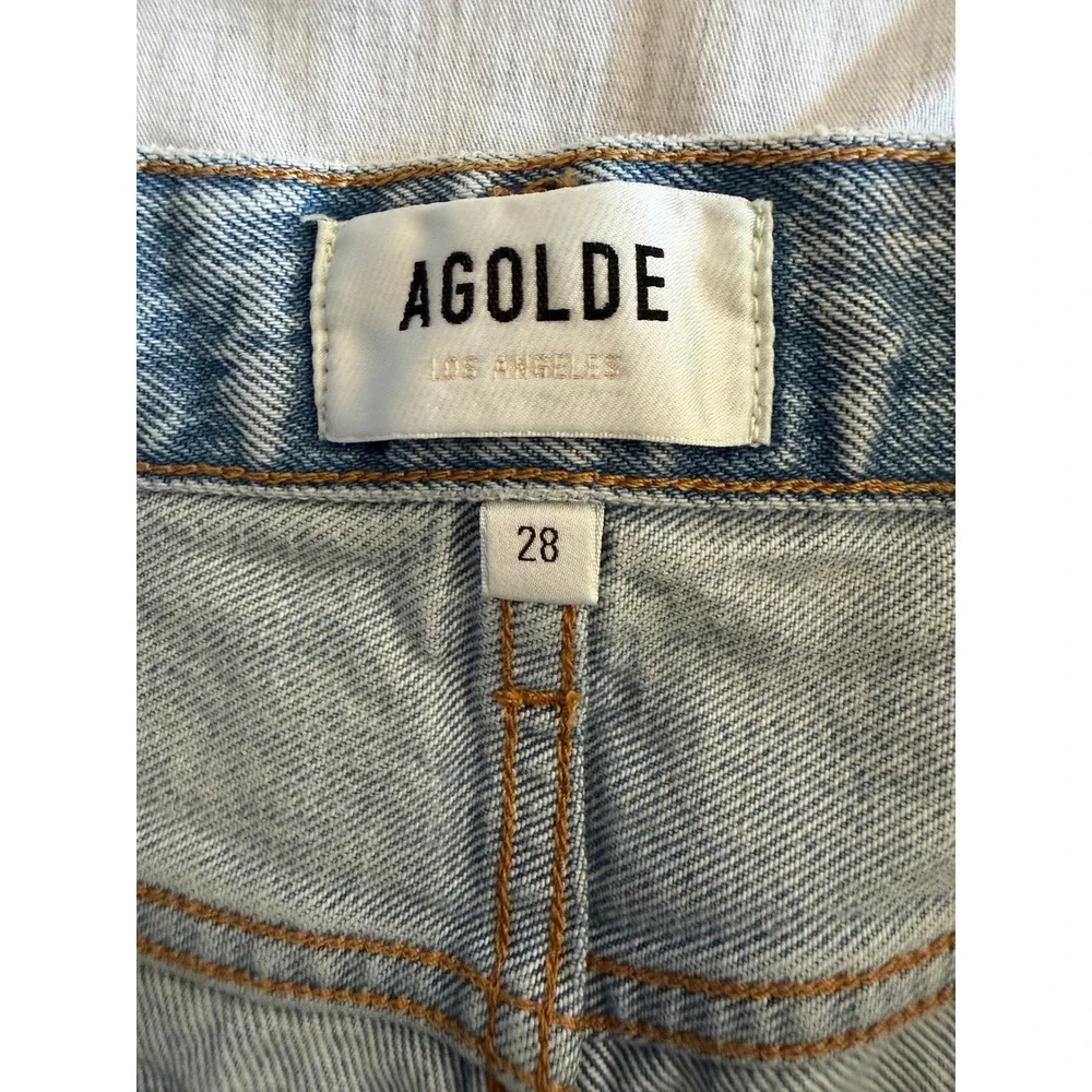 AGOLDE Parker Long Shorts Women 28 Light Blue High Rise Denim